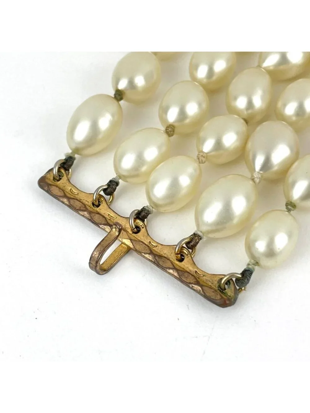Chanel Faux Pearl Necklace 5 Row Choker White